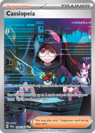 Pokémonkaart Cassiopeia nummer 94/64 uit de set Shrouded Fable (Scarlet & Violet)