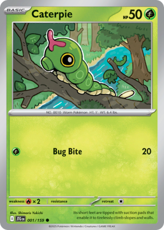 Pokémonkaart Caterpie nummer 1/159 uit de set Journey Together (Scarlet & Violet)