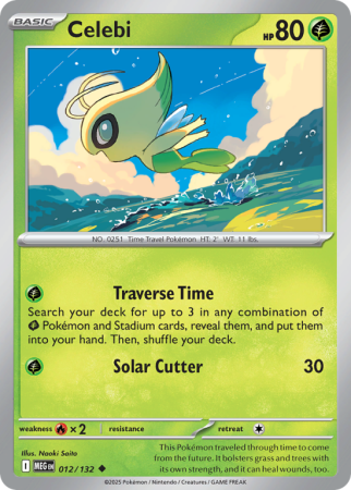 Pokémonkaart Celebi nummer 12/132 uit de set Mega Evolution