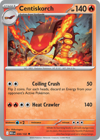 Pokémonkaart Centiskorch nummer 30/132 uit de set Mega Evolution