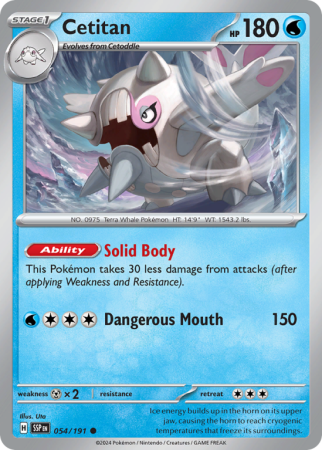 Pokémonkaart Cetitan nummer 54/191 uit de set Surging Sparks (Scarlet & Violet)