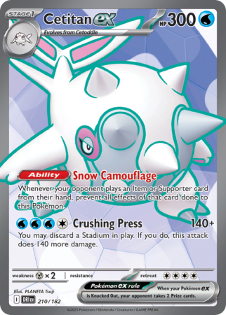 Pokémonkaart Cetitan ex nummer 210/182