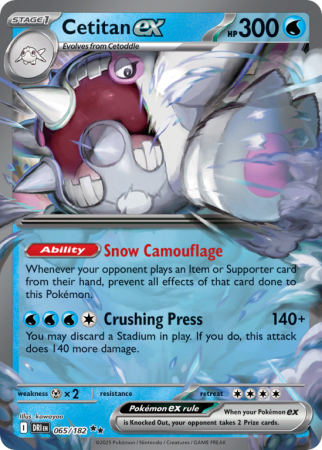 Pokémonkaart Cetitan ex nummer 65/182 uit de set Destined Rivals (Scarlet & Violet)
