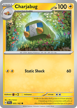 Pokémonkaart Charjabug nummer 55/162 uit de set Temporal Forces (Scarlet & Violet)