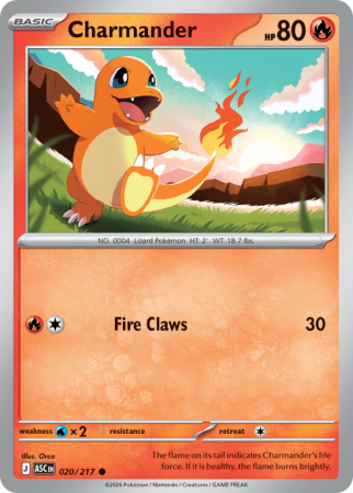 Pokémonkaart Charmander nummer 20/217 uit de set Ascended Heroes (Mega Evolution)