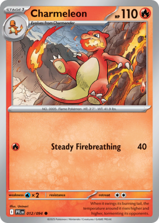 Pokémonkaart Charmeleon nummer 12/94 uit de set Phantasmal Flames (Mega Evolution)
