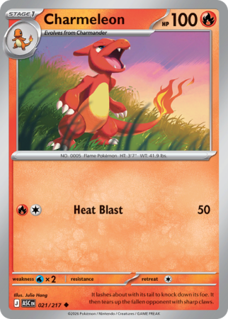 Pokémonkaart Charmeleon nummer 21/217 uit de set Ascended Heroes (Mega Evolution)