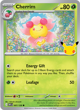 Pokémonkaart Cherrim nummer 007/128 uit de set 30th Celebration (Mega Evolution)