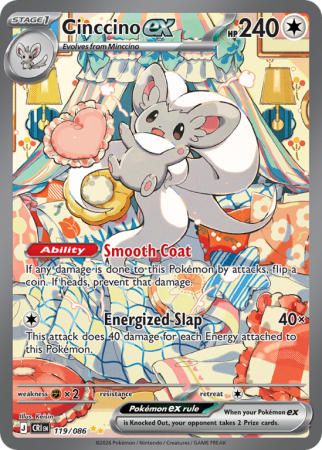Pokémonkaart Cinccino ex nummer 119/86 uit de set Chaos Rising (Mega Evolution)