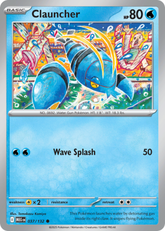 Pokémonkaart Clauncher nummer 37/132 uit de set Mega Evolution