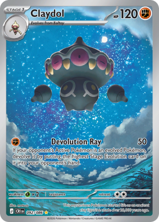 Pokémonkaart Claydol nummer 92/86 uit de set Chaos Rising (Mega Evolution)