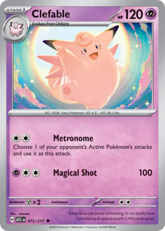 Pokémonkaart Clefable nummer 75/217 uit de set Ascended Heroes (Mega Evolution)