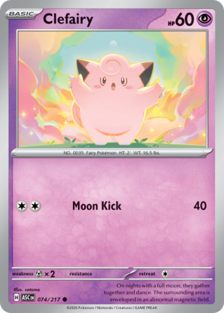 Pokémonkaart Clefairy nummer 74/217 uit de set Ascended Heroes (Mega Evolution)