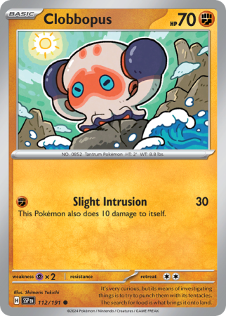 Pokémonkaart Clobbopus nummer 112/191 uit de set Surging Sparks (Scarlet & Violet)
