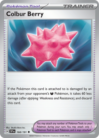 Pokémonkaart Colbur Berry nummer 168/191