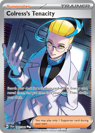 Pokémonkaart Colress's Tenacity nummer 87/64 uit de set Shrouded Fable (Scarlet & Violet)