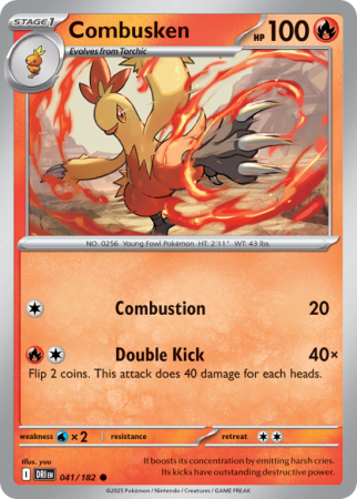 Pokémonkaart Combusken nummer 41/182 uit de set Destined Rivals (Scarlet & Violet)