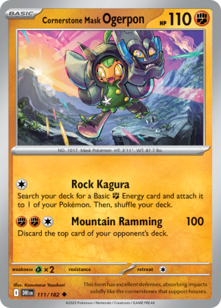 Pokémonkaart Cornerstone Mask Ogerpon nummer 111/182