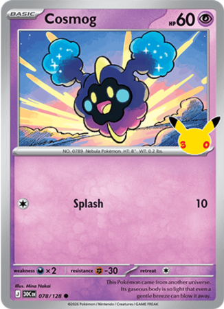 Pokémonkaart Cosmog nummer 078/128 uit de set 30th Celebration (Mega Evolution)