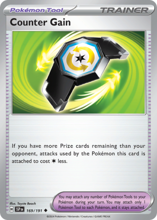Pokémonkaart Counter Gain nummer 169/191 uit de set Surging Sparks (Scarlet & Violet)