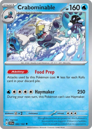 Pokémonkaart Crabominable nummer 42/142 uit de set Stellar Crown (Scarlet & Violet)