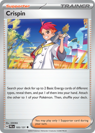 Pokémonkaart Crispin nummer 105/131 uit de set Prismatic Evolutions (Scarlet & Violet)