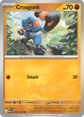 Pokémonkaart Croagunk nummer 78/132