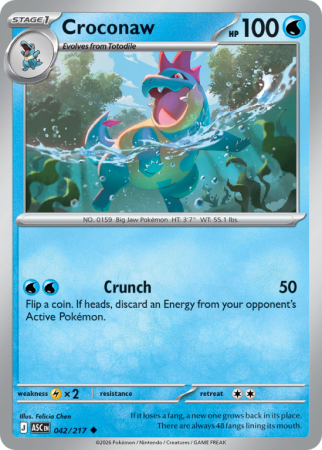 Pokémonkaart Croconaw nummer 42/217 uit de set Ascended Heroes (Mega Evolution)
