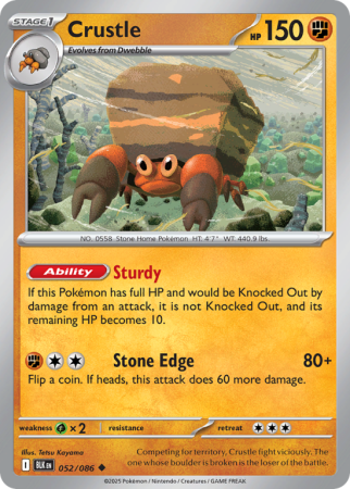 Pokémonkaart Crustle nummer 52/86 uit de set Black Bolt (Scarlet & Violet)