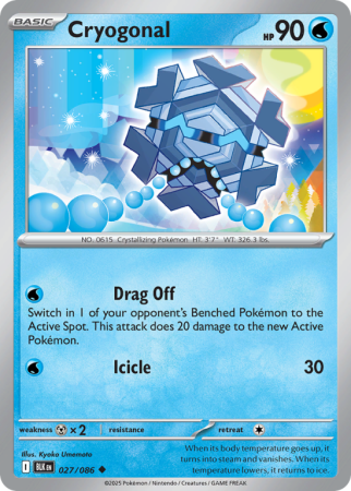 Pokémonkaart Cryogonal nummer 27/86 uit de set Black Bolt (Scarlet & Violet)