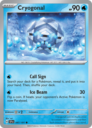 Pokémonkaart Cryogonal nummer 47/191 uit de set Surging Sparks (Scarlet & Violet)