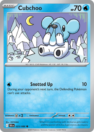 Pokémonkaart Cubchoo nummer 25/86 uit de set Black Bolt (Scarlet & Violet)