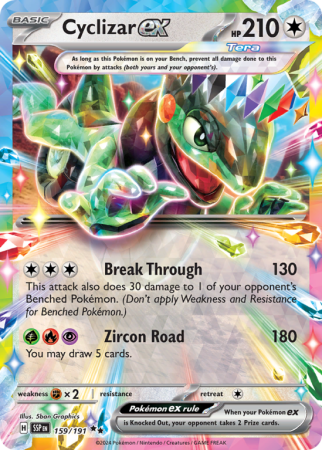 Pokémonkaart Cyclizar ex nummer 159/191