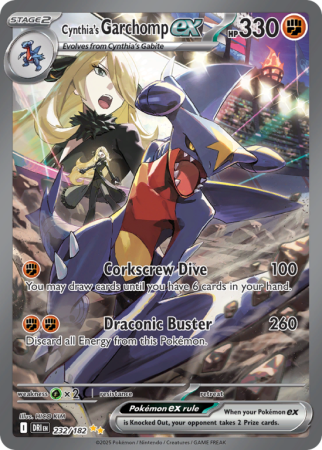 Pokémonkaart Cynthia's Garchomp ex nummer 232/182