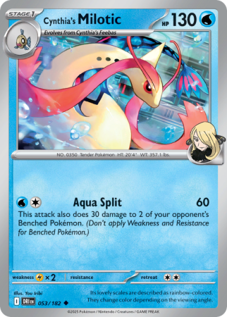 Pokémonkaart Cynthia's Milotic nummer 53/182