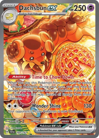 Pokémonkaart Dachsbun ex nummer 169/142 uit de set Stellar Crown (Scarlet & Violet)