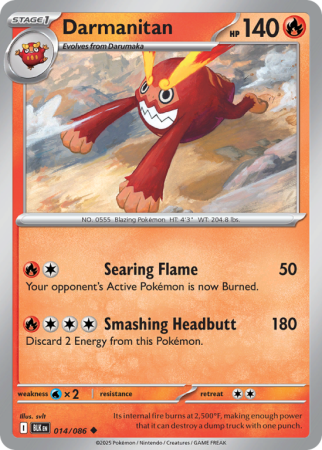 Pokémonkaart Darmanitan nummer 14/86 uit de set Black Bolt (Scarlet & Violet)