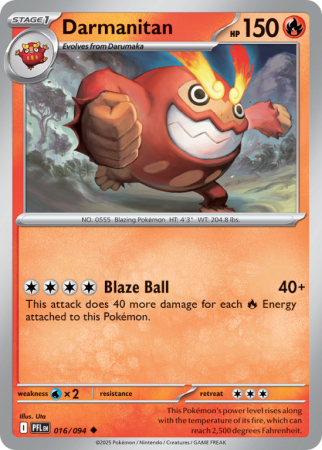 Pokémonkaart Darmanitan nummer 16/94 uit de set Phantasmal Flames (Mega Evolution)