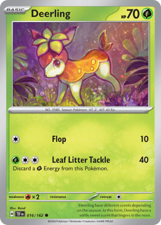 Pokémonkaart Deerling nummer 16/162 uit de set Temporal Forces (Scarlet & Violet)