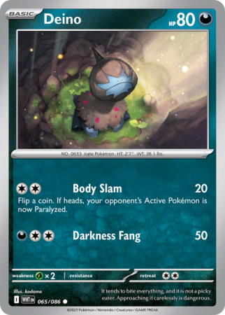 Pokémonkaart Deino nummer 65/86 uit de set White Flare (Scarlet & Violet)