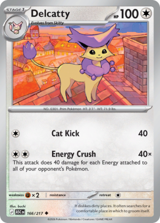 Pokémonkaart Delcatty nummer 166/217 uit de set Ascended Heroes (Mega Evolution)