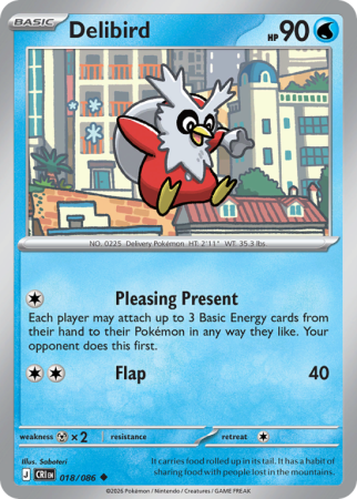 Pokémonkaart Delibird nummer 18/86