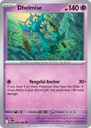 Pokémonkaart Dhelmise nummer 39/84 uit de set Pitch Black (Mega Evolution)
