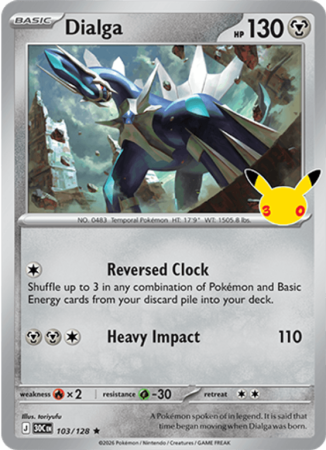 Pokémonkaart Dialga nummer 103/128 uit de set 30th Celebration (Mega Evolution)