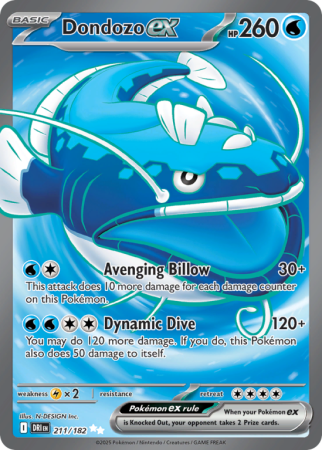 Pokémonkaart Dondozo ex nummer 211/182