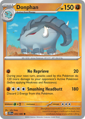 Pokémonkaart Donphan nummer 45/86 uit de set Chaos Rising (Mega Evolution)
