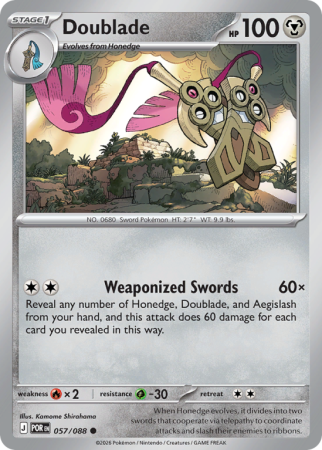 Pokémonkaart Doublade nummer 57/88 uit de set Perfect Order (Mega Evolution)