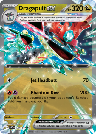 Pokémonkaart Dragapult ex nummer 160/217 uit de set Ascended Heroes (Mega Evolution)