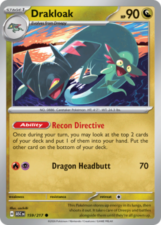 Pokémonkaart Drakloak nummer 159/217 uit de set Ascended Heroes (Mega Evolution)