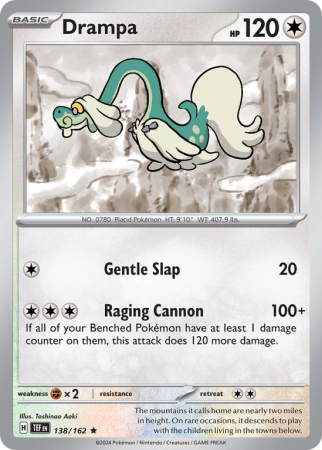 Pokémonkaart Drampa nummer 138/162 uit de set Temporal Forces (Scarlet & Violet)